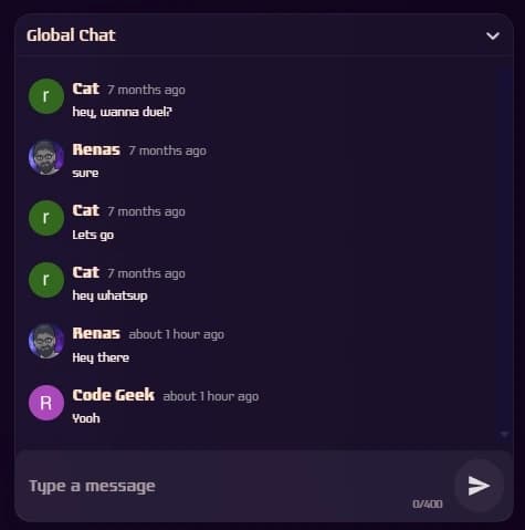 Chat interface to chat with users